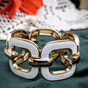 Gold and White Link Bracelet